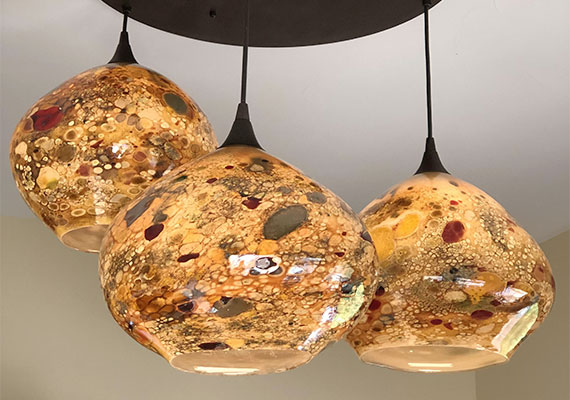 Extra Large ‘Riverstone’ chandelier, with 3 Riverstone lights.